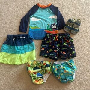 6 piece bundle of baby boy swimsuits size 18 months.